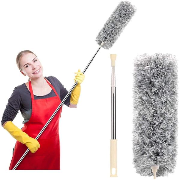 Fan Cleaning Duster with 100 Inch Expandable Pole Handle for High Ceiling Fans and Windows