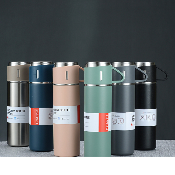 500 Ml Double Layer Stainless Steel Thermos Coffee Tumbler Business Travel Water Bottle with Tea Infuser and Portable Cup