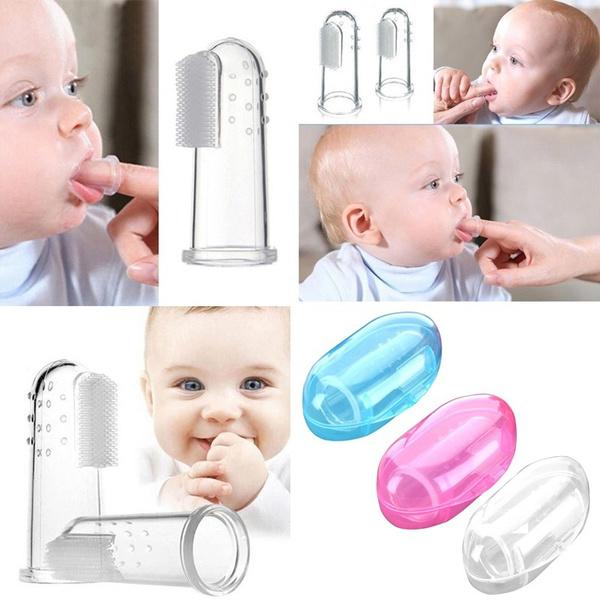 Baby Finger Brush Transparent Silicone Toothbrush with Box Soft Infant Teeth Cleaner for Children