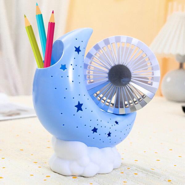 Moon Base Fan with Starry Light Adjustable Angle USB Mini Fan