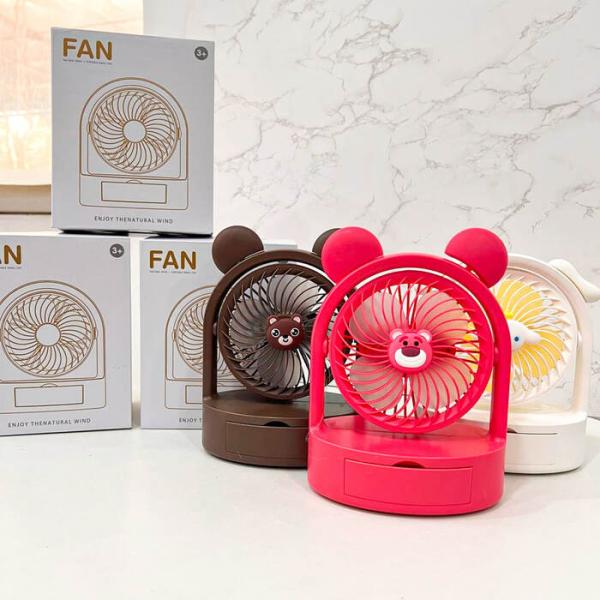 Mini USB Desktop Stand Fan Teddy Bear Design High Speed with LED Light